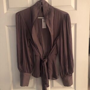NWTS Banana Republic lilac purple wrapped balloon sleeve blouse, small